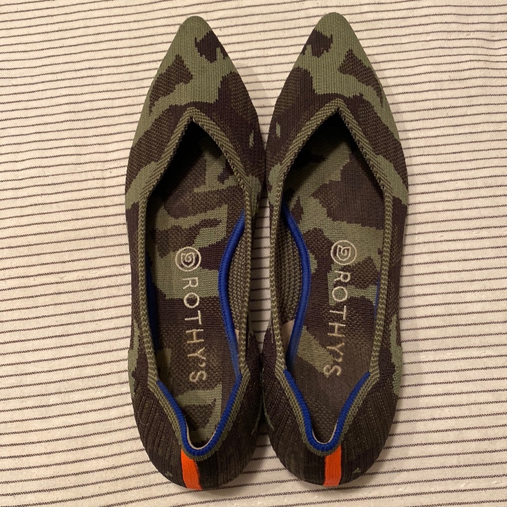 Green Camo Pointed Toe Rothy’s